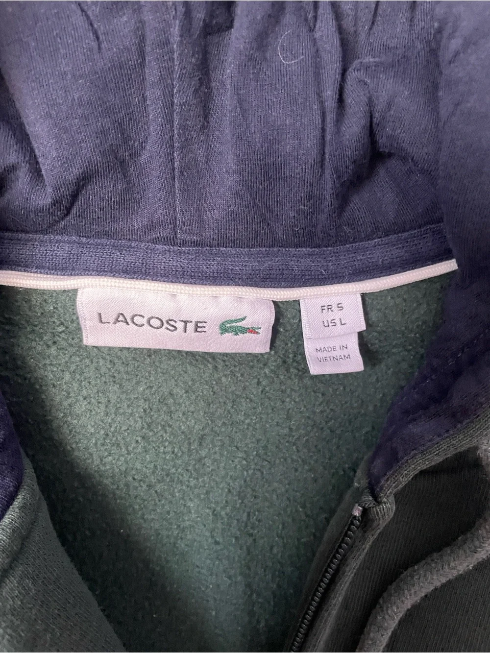 2 Lacoste Zipup Hoodies - Forest Green & Royal Blue